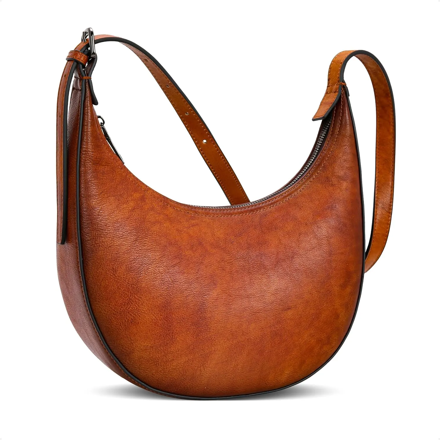 Iswee Genuine Leather Crossbody Bags for Women Brown Shoulder Purse Satchel Ladies Handbags for Everyday