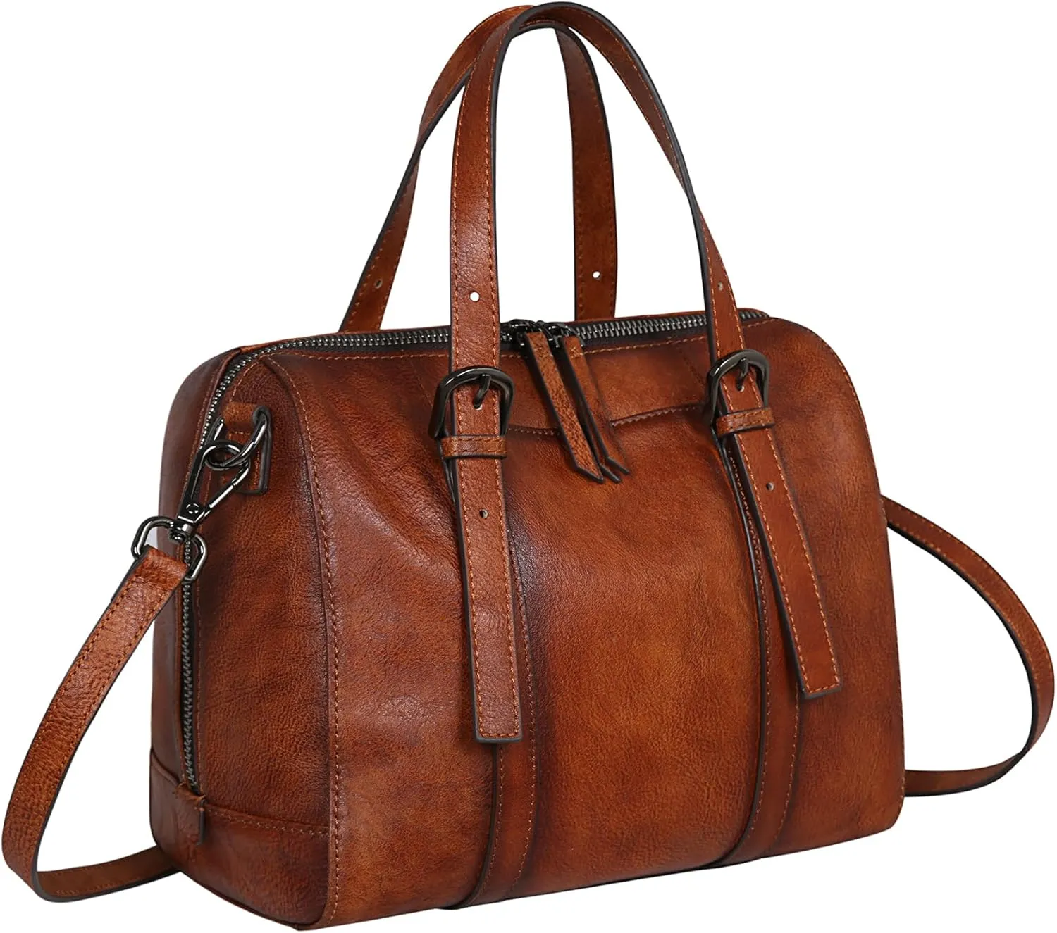 Iswee Retro Leather Shoulder Bag Small Crossbody Purses for Women Satchel Handbag with Multi Pockets