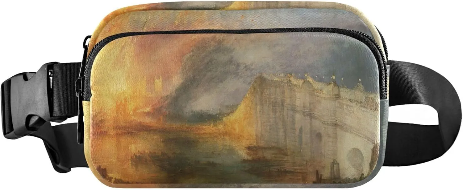 J. M. W. Turner Burning Sea Paints Women Fanny Packs Flower Belt Bag Hip Pack Waterproof Travel Waist Pouch