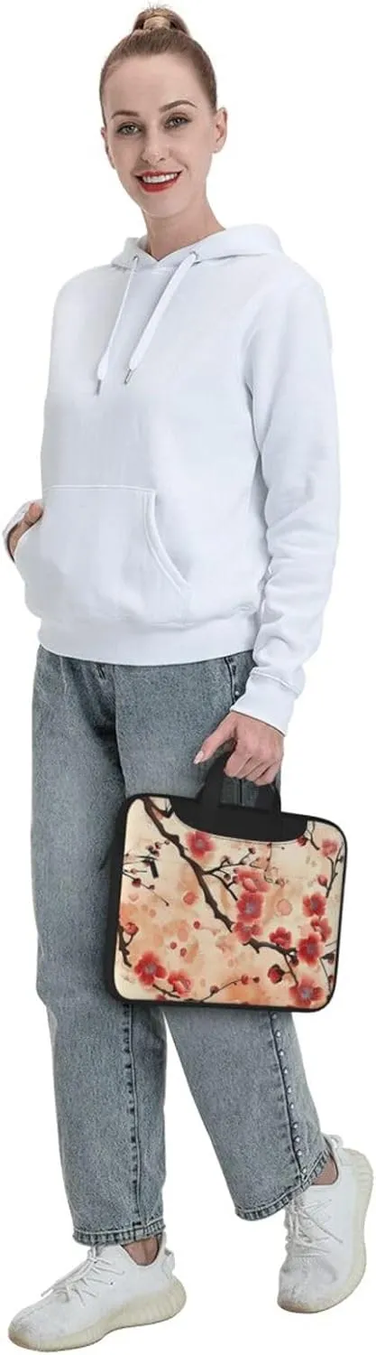 Japanese Floral Print Laptop Carrying Case Travel Business Computer Bag Work Bag for Men Women