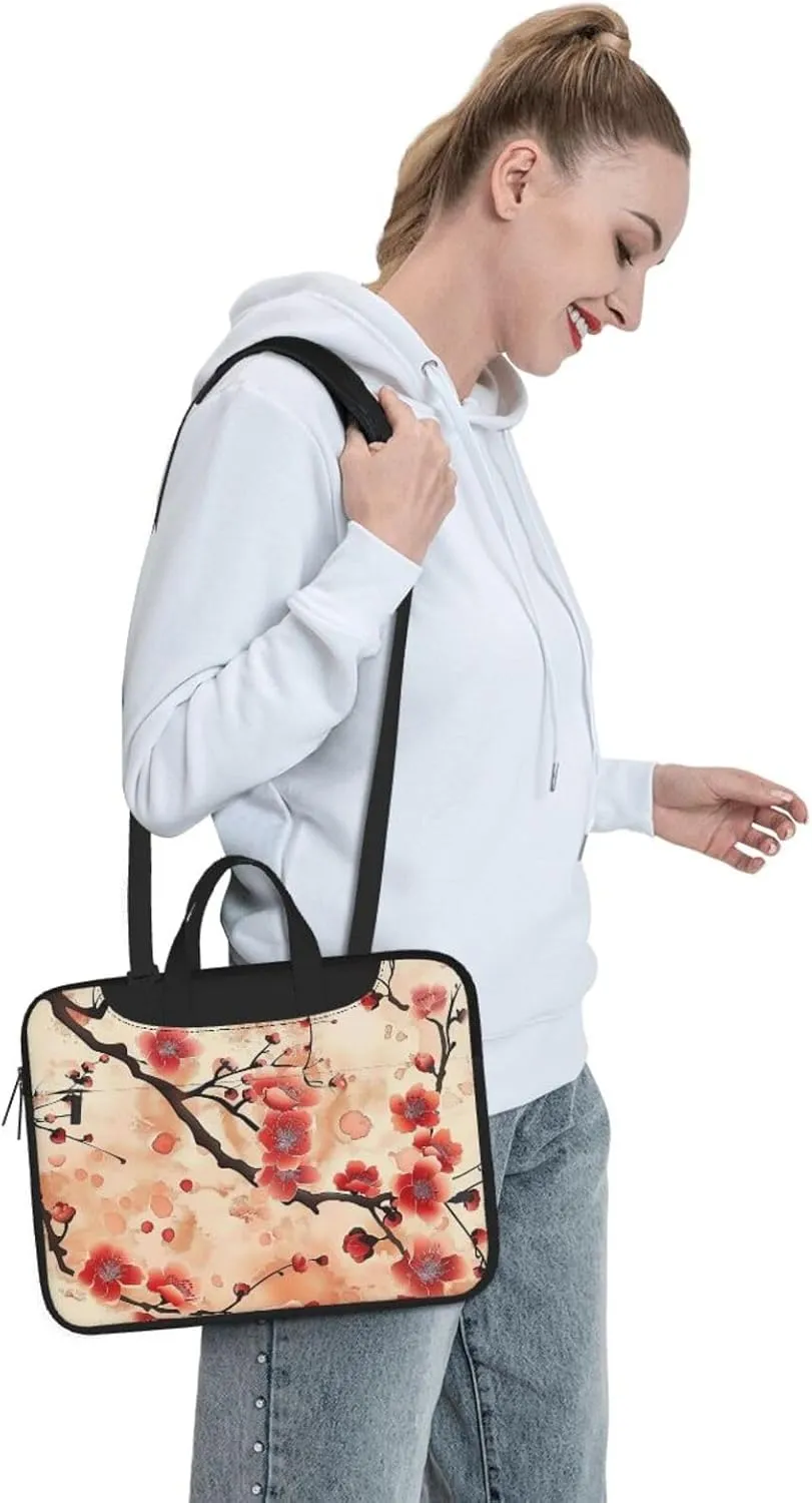 Japanese Floral Print Laptop Carrying Case Travel Business Computer Bag Work Bag for Men Women