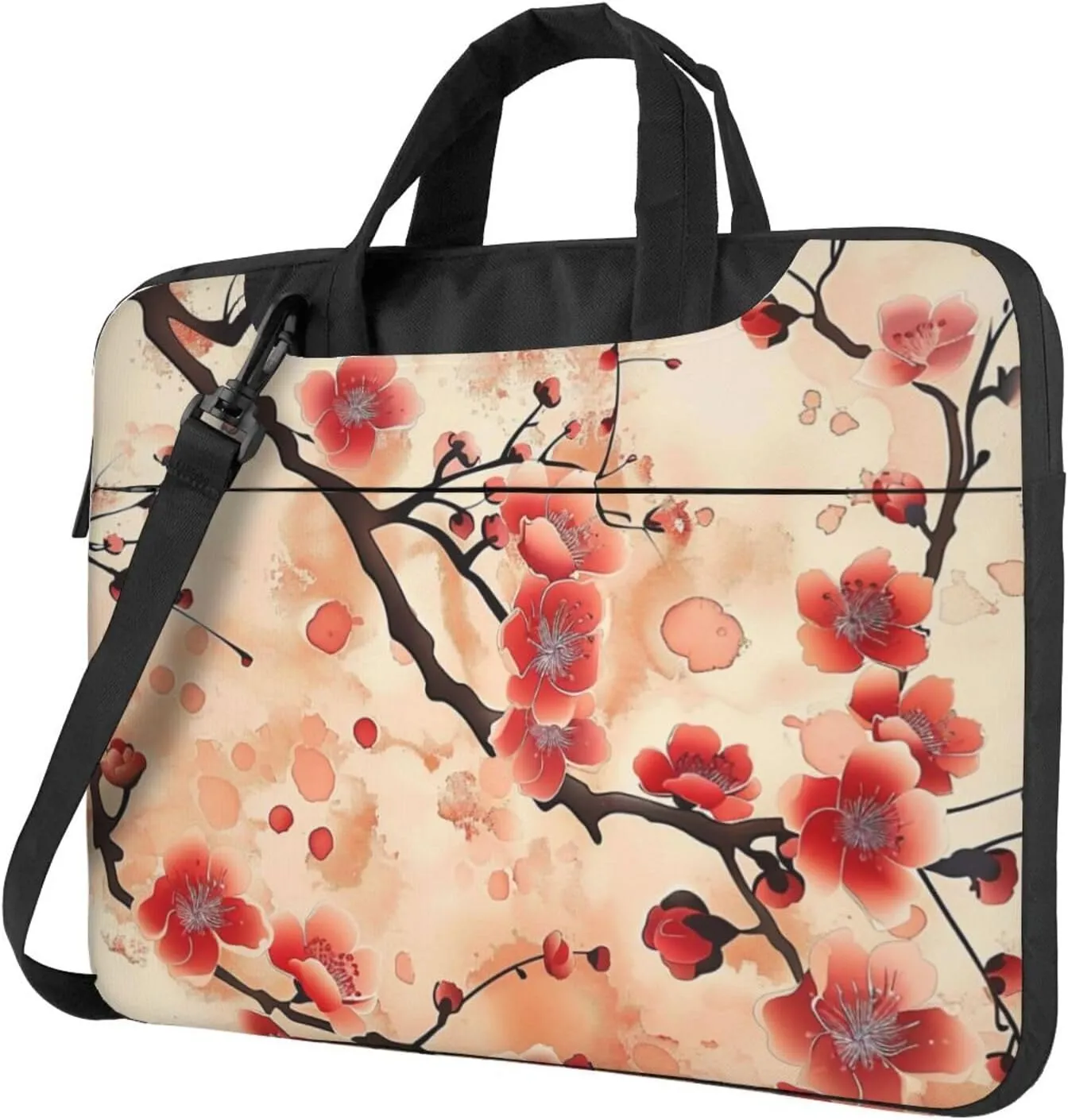 Japanese Floral Print Laptop Carrying Case Travel Business Computer Bag Work Bag for Men Women