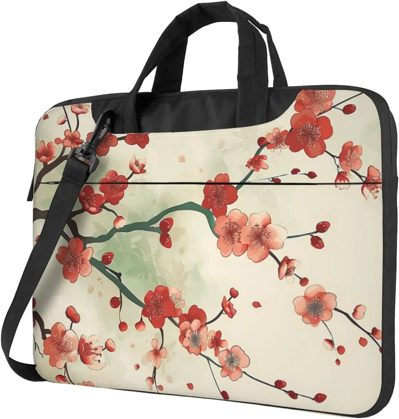 Japanese Spring Pattern Laptop Carrying Case Plum Pattern Travel Business Computer Bag Work Bag for Men Women