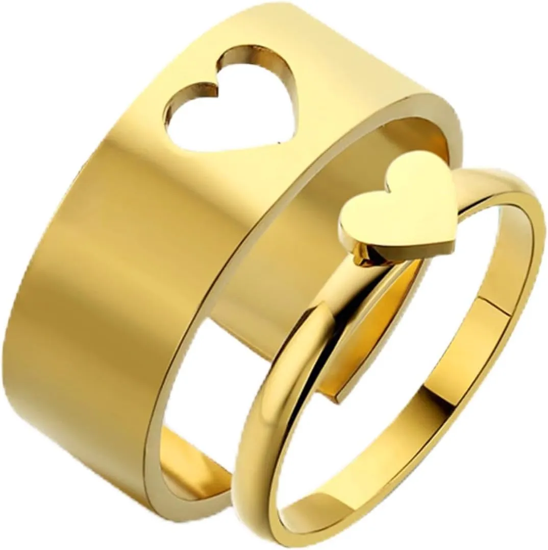 Jean Beau Chunky Love Heart Butterfly Cross Matching Rings for Women, Valentine Dainty Statement Couples Wide Band Wedding Prom Promise Jewelry Gift.