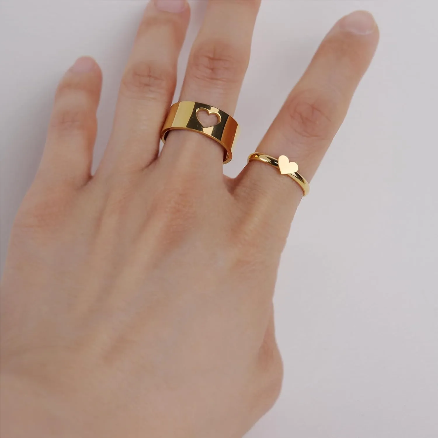 Jean Beau Chunky Love Heart Butterfly Cross Matching Rings for Women, Valentine Dainty Statement Couples Wide Band Wedding Prom Promise Jewelry Gift.