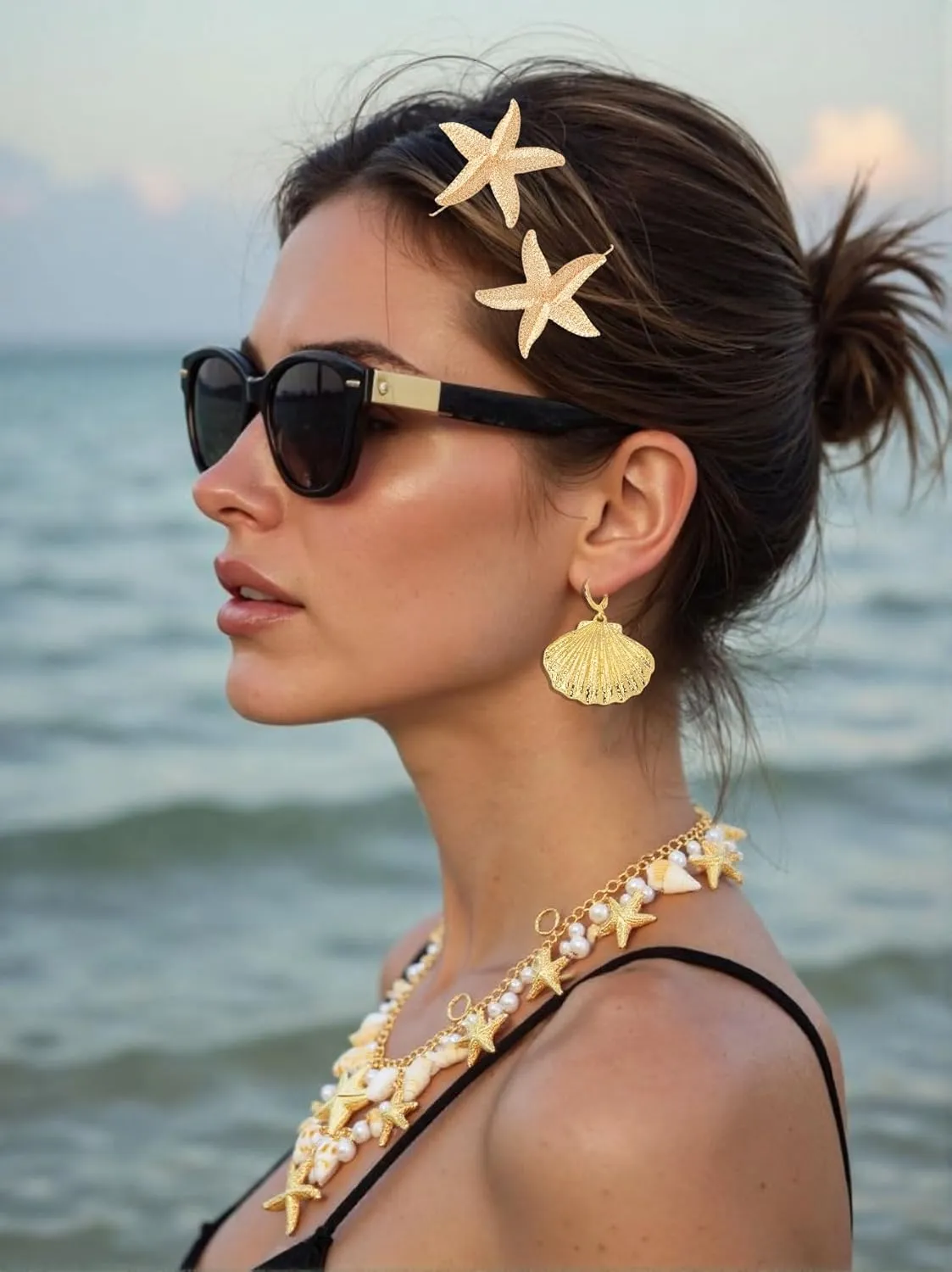 JeVenis Starfish Earrings Necklace Bracelet Hair Clip Mermaid Costume Beach Accessories Jewelry for Women