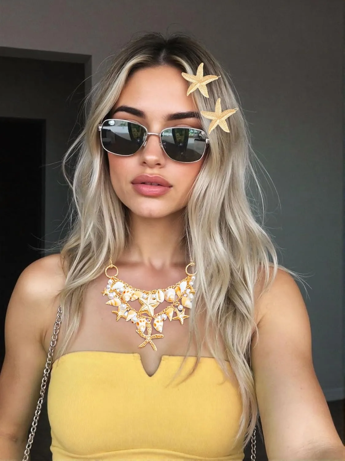 JeVenis Starfish Earrings Necklace Bracelet Hair Clip Mermaid Costume Beach Accessories Jewelry for Women