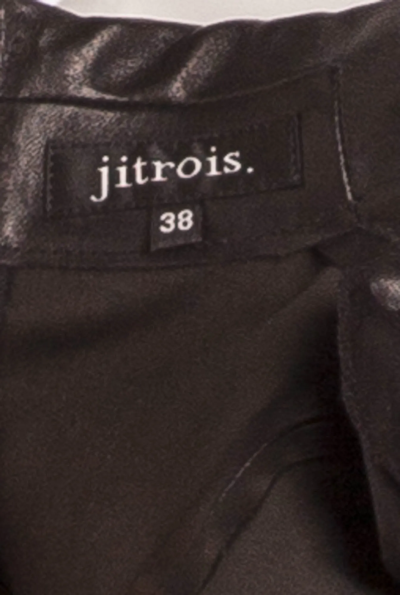 Jitrois - Brand New " Tess" Black Long Sleeve Tuxedo Style Deep V Leather Mini Dress - FR 38