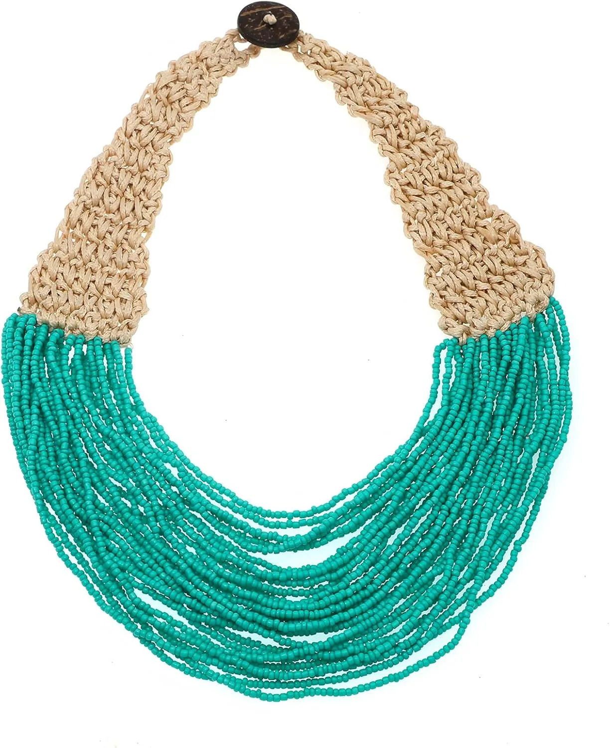 JNF Beach Shell Coral Beaded Necklace for Women Coastal Boho Statement Necklaces Beads Fringe Choker Collar Summer Jewelry