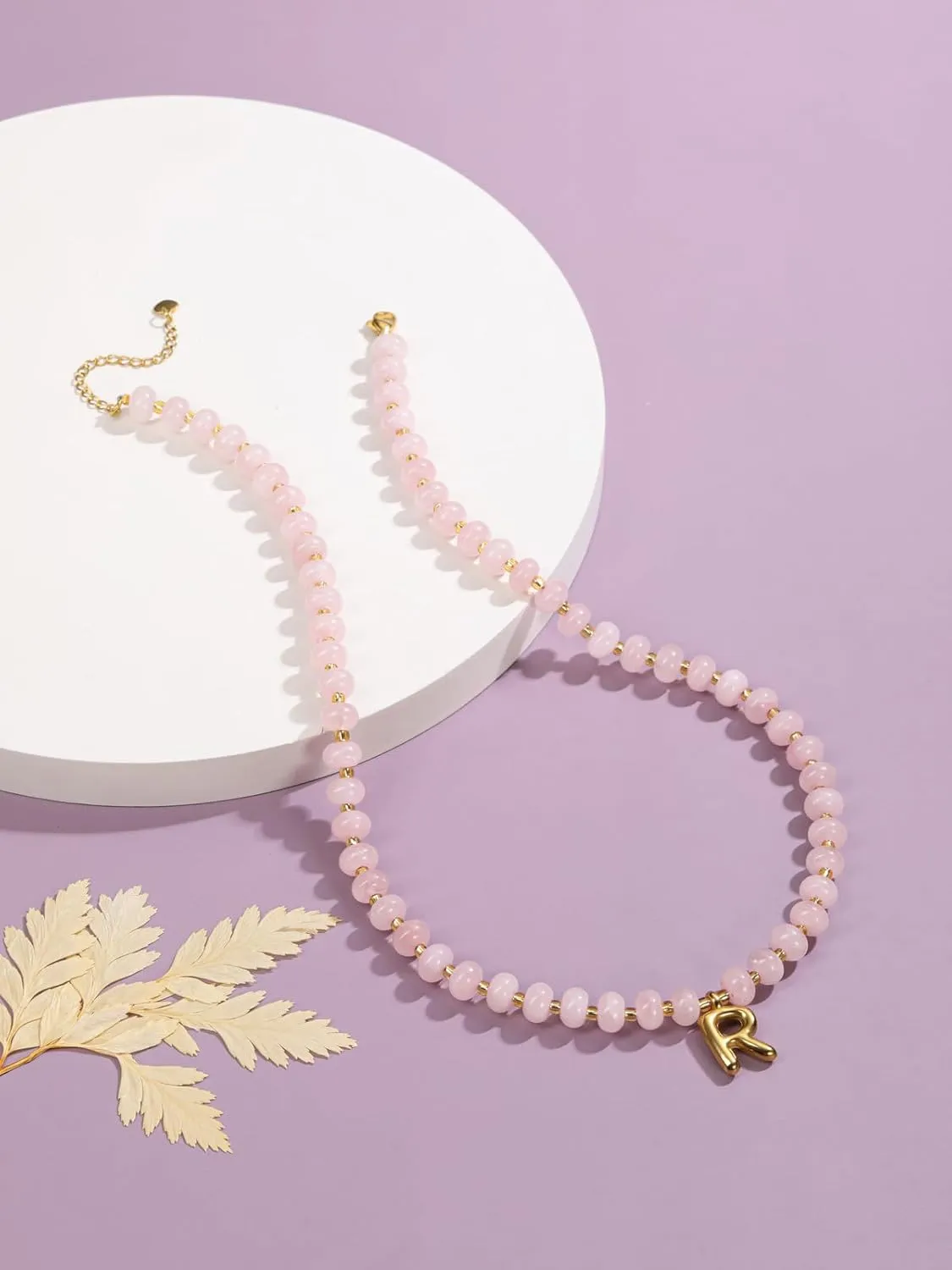 Jovivi Custom Initial Necklaces for Women,Personalized A-Z Colorful Beaded Gemstone Necklaces 14K Gold Plated Letter Pendant Necklace Natural Stone Summer Beach Handmade Jewelry Gift