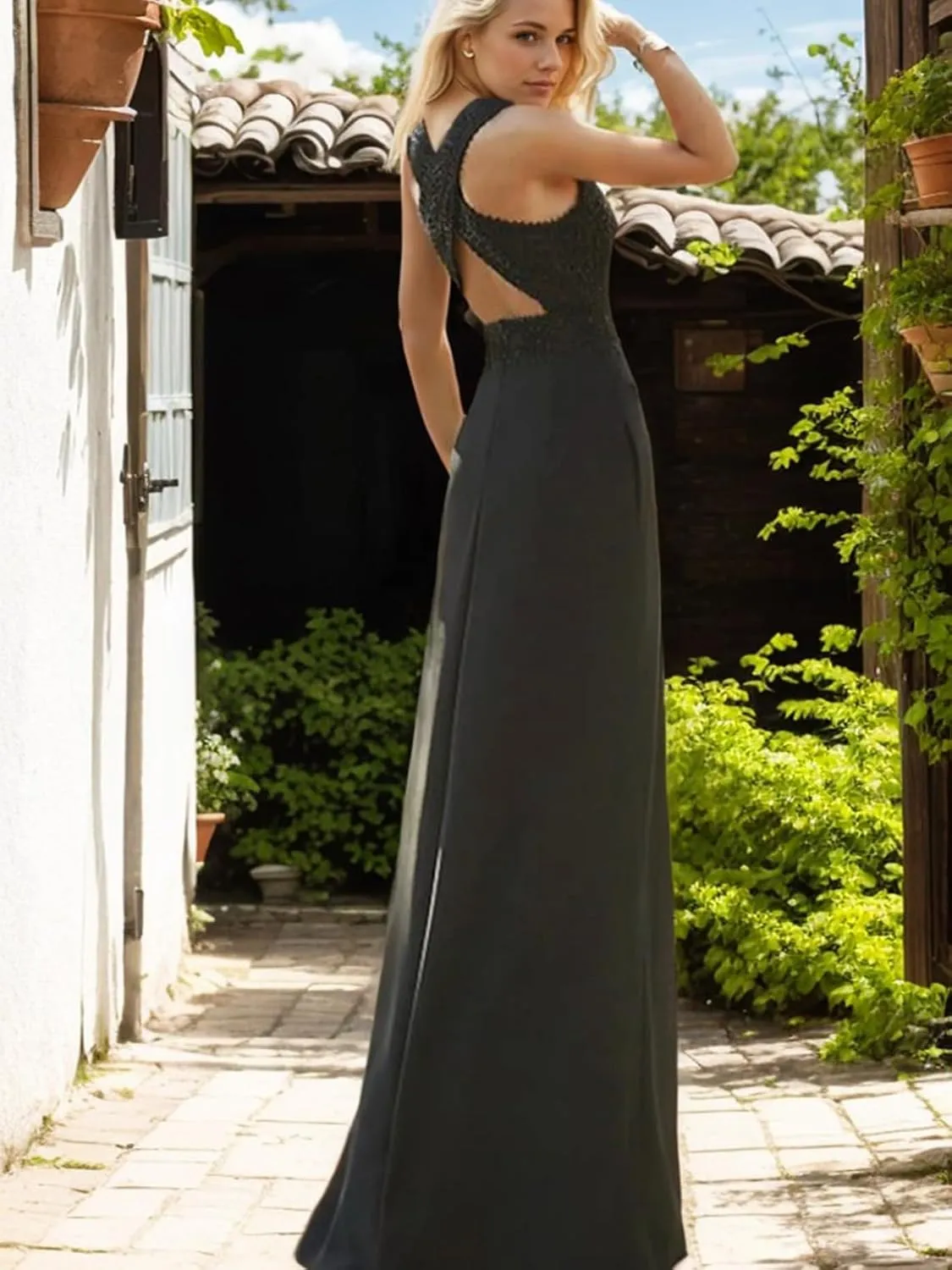 Jumpsuits Elegant Evening Gown Formal Wedding Guest Stretch Chiffon Jewel Neck Floor Length Sleeveless Sequin 2025