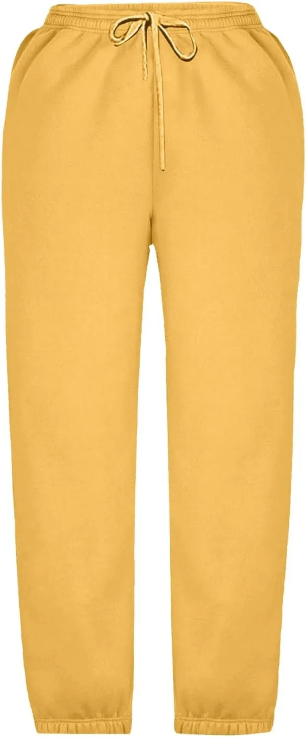 Kids Girls High Waisted Sweatpants Active Joggers Casual Loose Solid Trousers Baggy Sweat Pants with Pockets Clothes