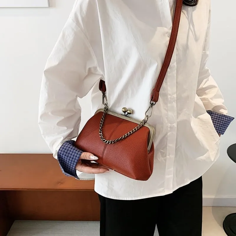 Kiss Lock Purses and Handbags Kisslock Crossbody Bag Vintage Shoulder Clutch Purses for Women