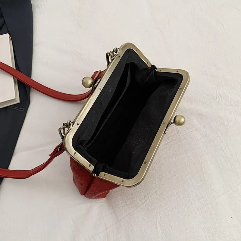 Kiss Lock Purses and Handbags Kisslock Crossbody Bag Vintage Shoulder Clutch Purses for Women