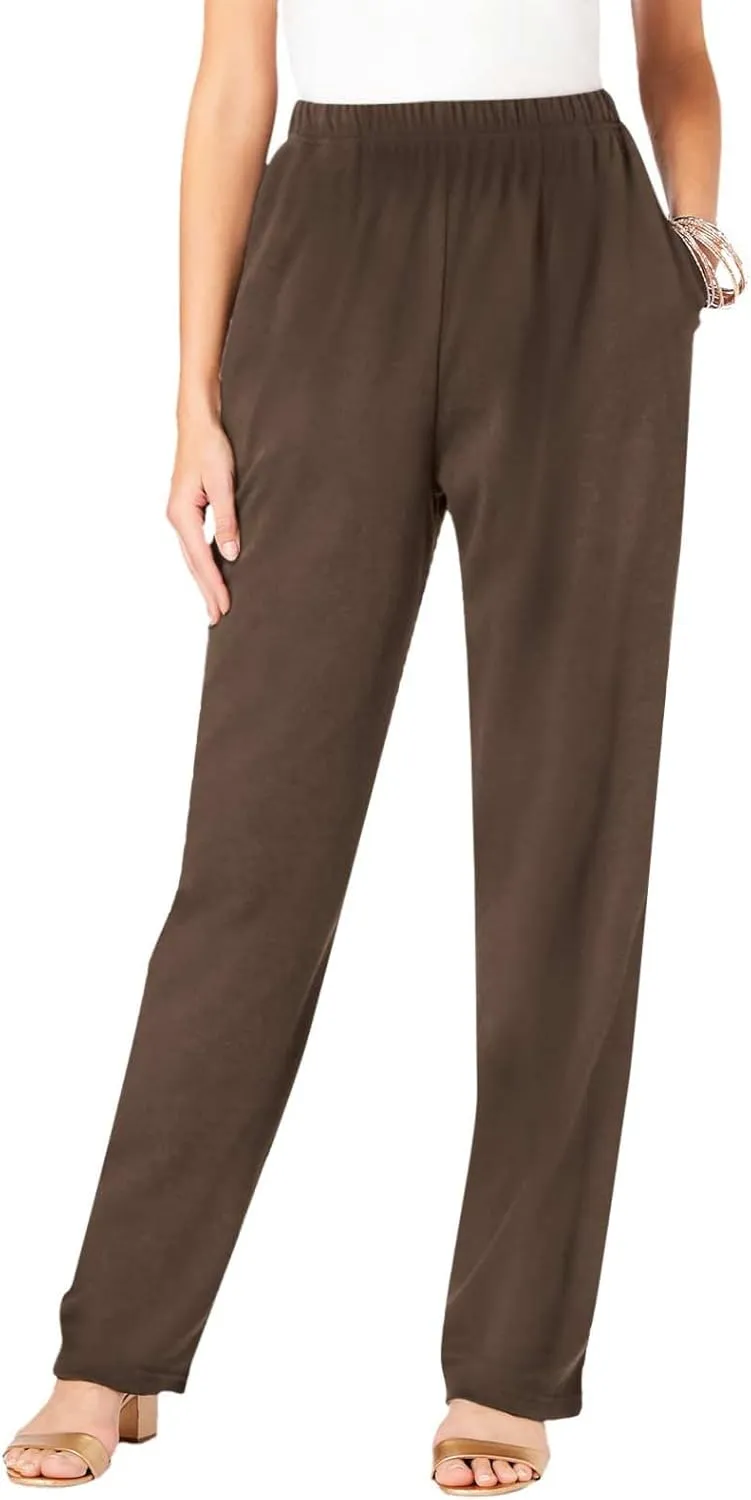 Ladies Lounge Trousers Ankle Length Slacks Tapered Cozy Pants with Pockets Comfy Pajama Pants(Available in Plus Size)