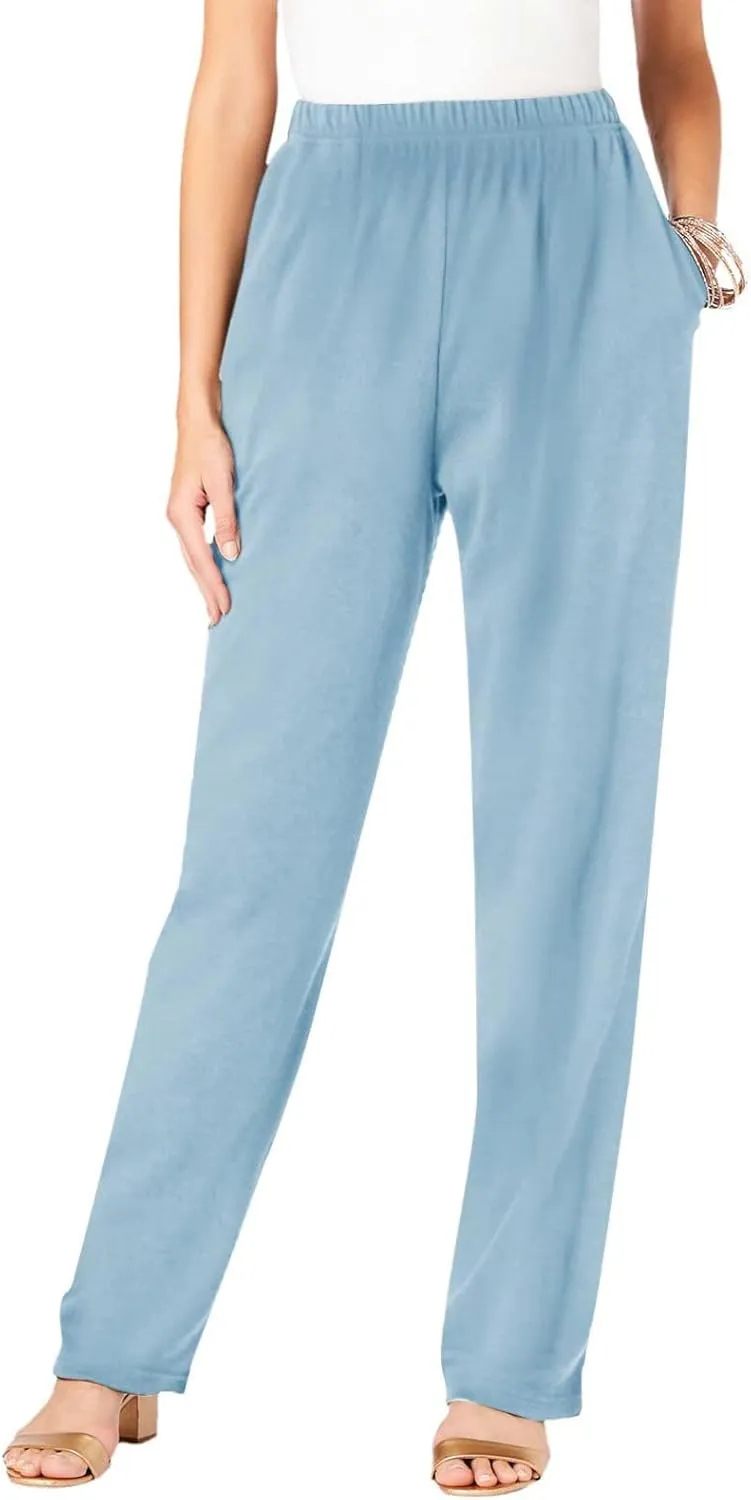 Ladies Lounge Trousers Ankle Length Slacks Tapered Cozy Pants with Pockets Comfy Pajama Pants(Available in Plus Size)