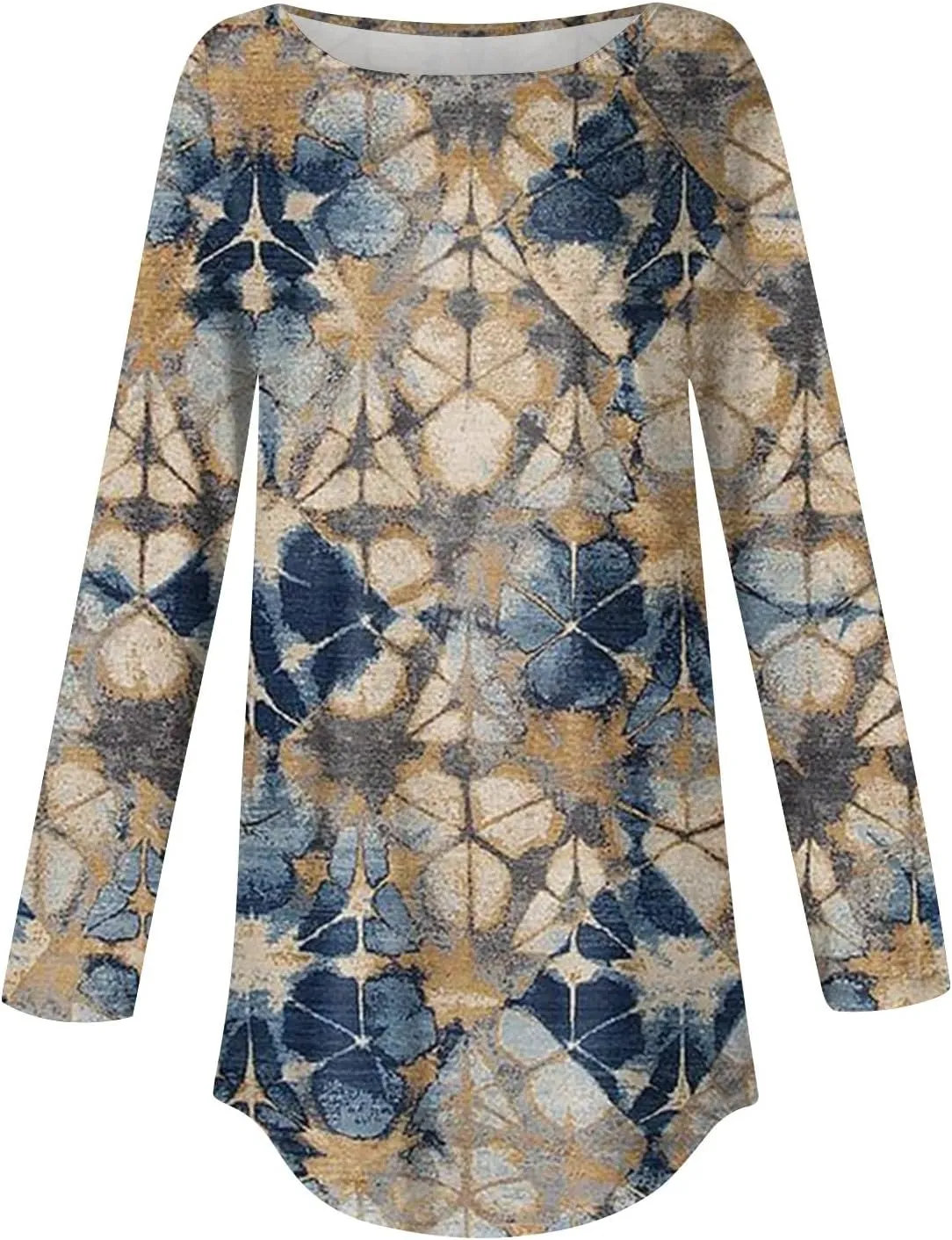 Ladies Tops And Blouses Long Sleeve Casual Shirts Crew Neck Blouses Fall Tie Dye Sweatshirts, Small-5X-Large