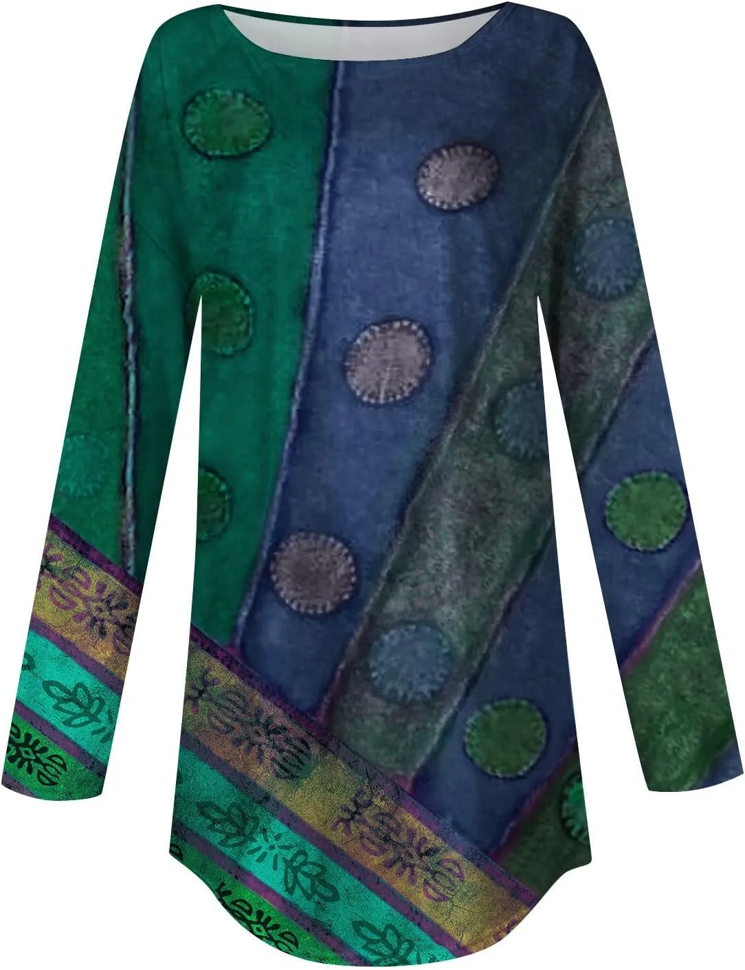 Ladies Tops And Blouses Long Sleeve Casual Shirts Crew Neck Blouses Fall Tie Dye Sweatshirts, Small-5X-Large