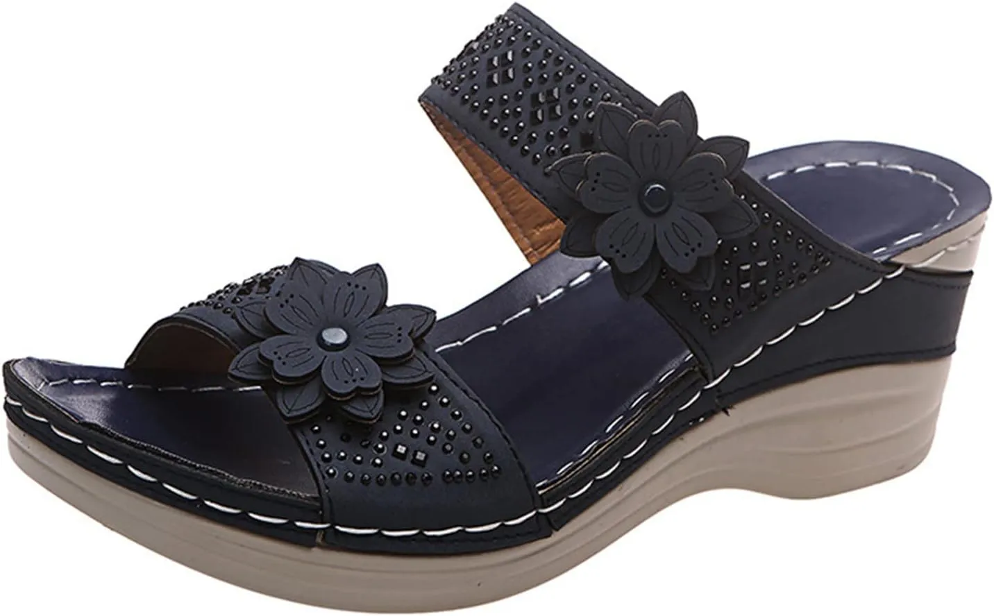 Ladmiple Sandals Women 2023 Fashion Floral Orthopedic Flip Flops with Arch Support Slippers Roman Casual Open Toe Sandal
