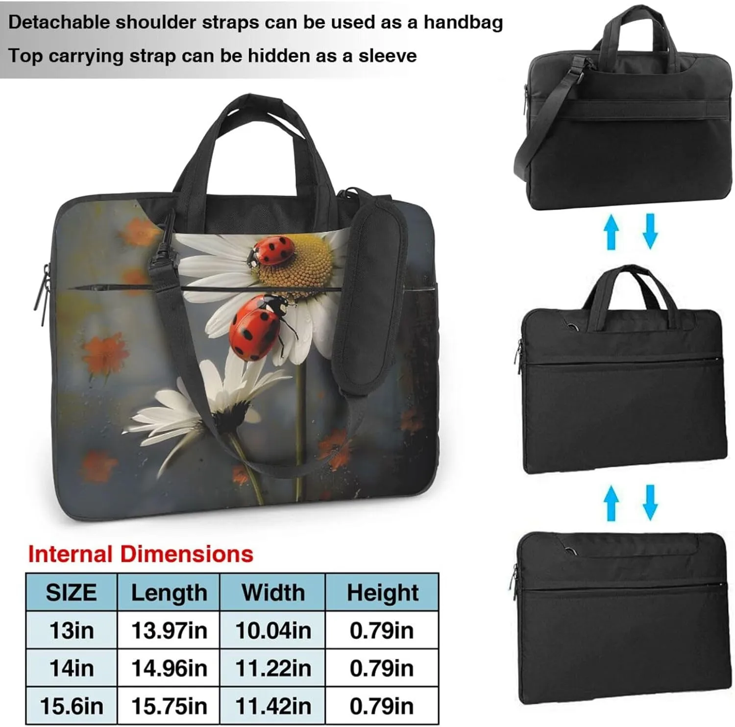 Ladybug Printed Laptop Tote Bag Laptop Tote Bag Travel Bag Business Computer Bag Work Bag for Men Women