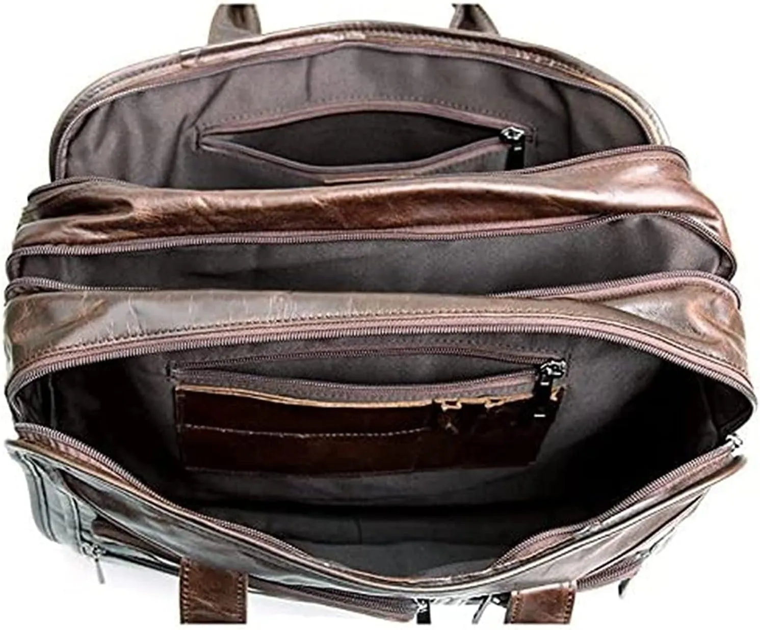 Laptop Bag,Leather Briefcase for Men Business Travel Messenger Bags Metal Zipper Travel Business Attache Case (Color : Brown, Size : 39.5 * 30 * 15.5cm)