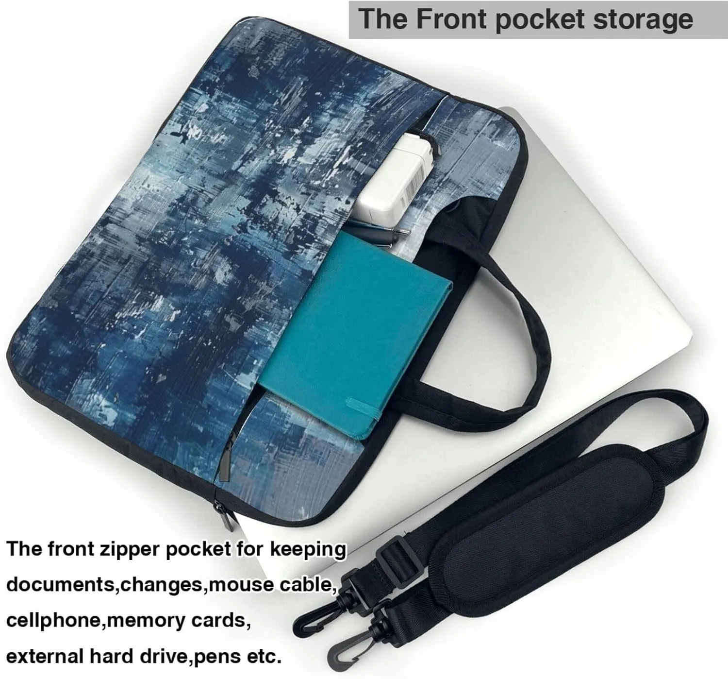Laptop Tote Bag Abstract Blue Printed Travel Business Computer Bag Work Bag for Men Women