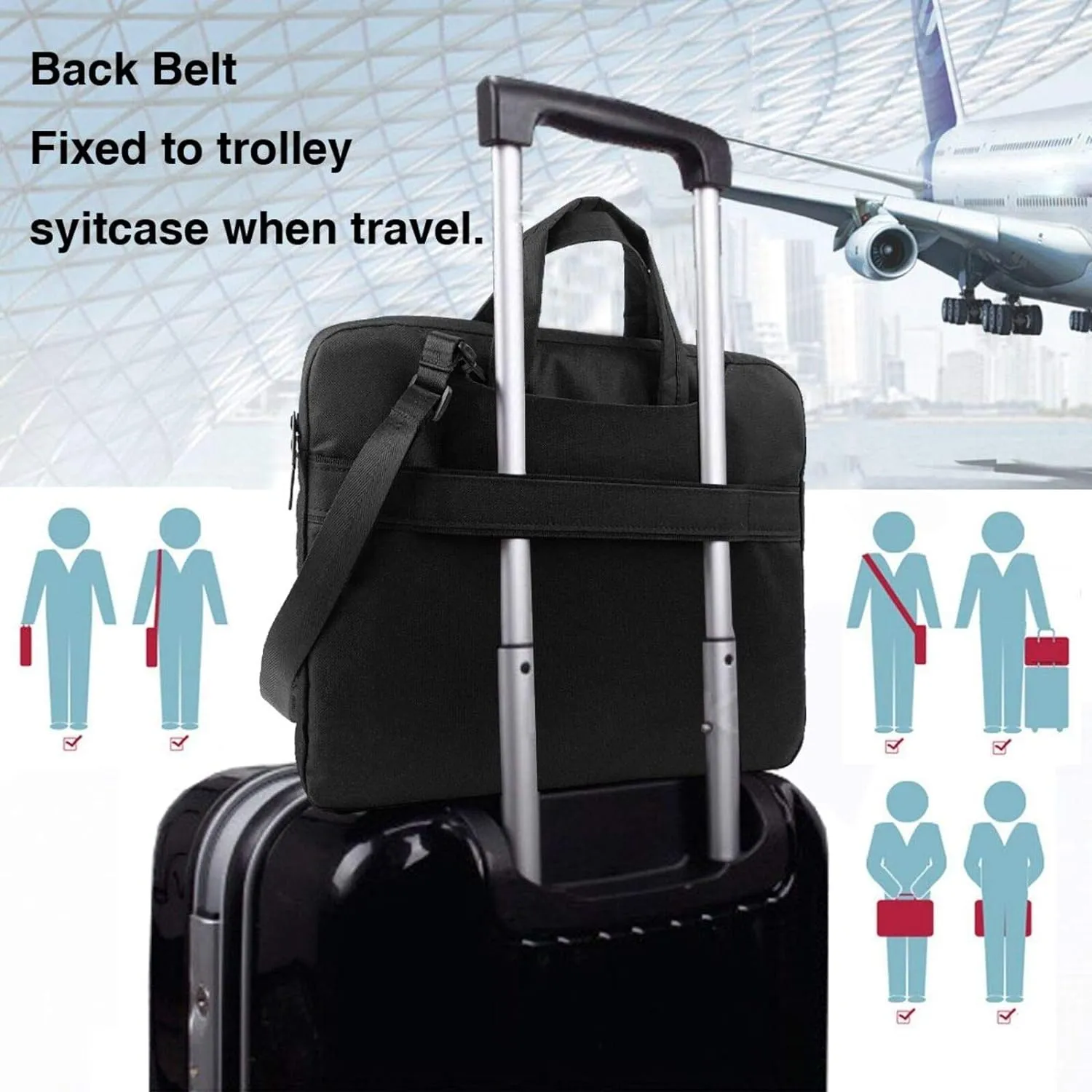 Laptop Tote Bag Abstract Blue Printed Travel Business Computer Bag Work Bag for Men Women