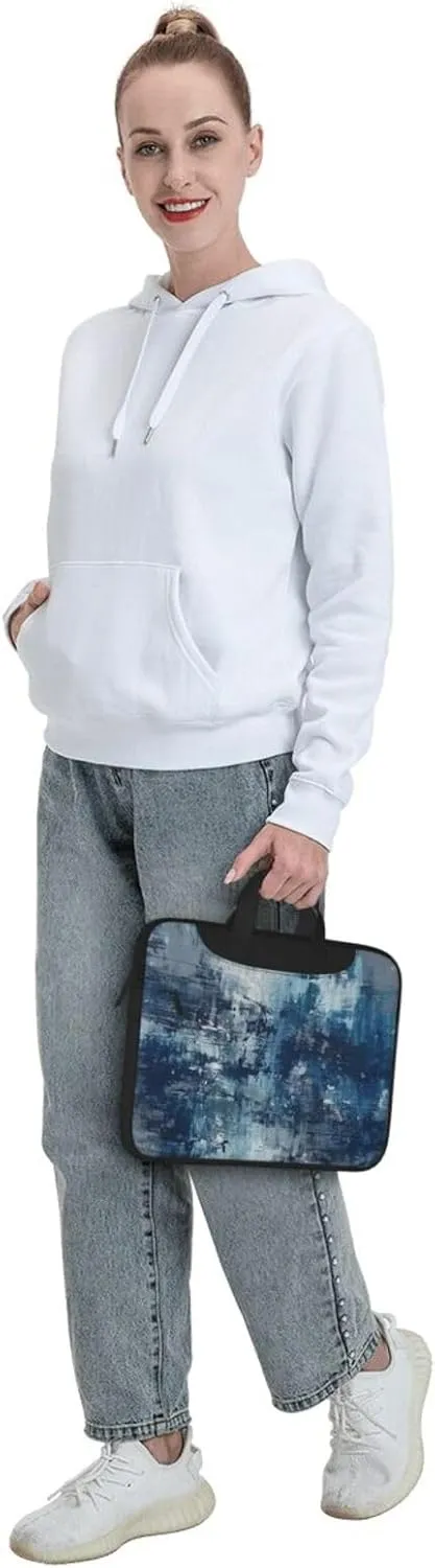 Laptop Tote Bag Abstract Blue Printed Travel Business Computer Bag Work Bag for Men Women