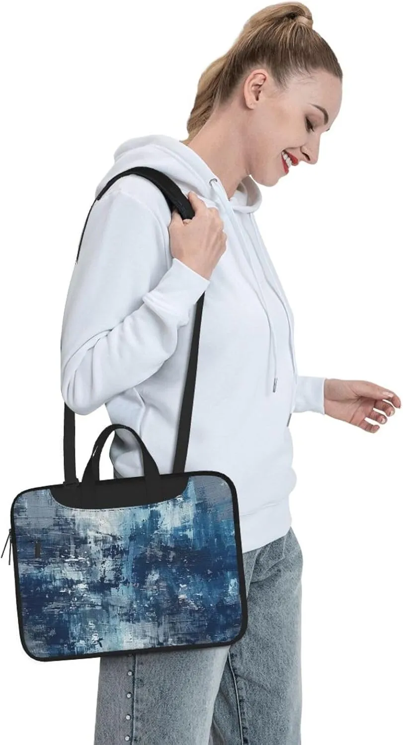 Laptop Tote Bag Abstract Blue Printed Travel Business Computer Bag Work Bag for Men Women
