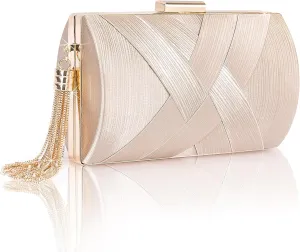 Larcenciel Women's Evening Handbags, Elegant Tassel Satin Clutch Purses, Ladies Chain bags for Wedding Cocktail Prom Party