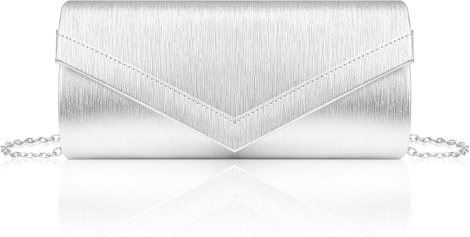 Larcenciel Women's Evening Handbags, Fashion Vegan Leather Envelope Clutch Purse &Chain for Date Night Wedding Cocktail Party