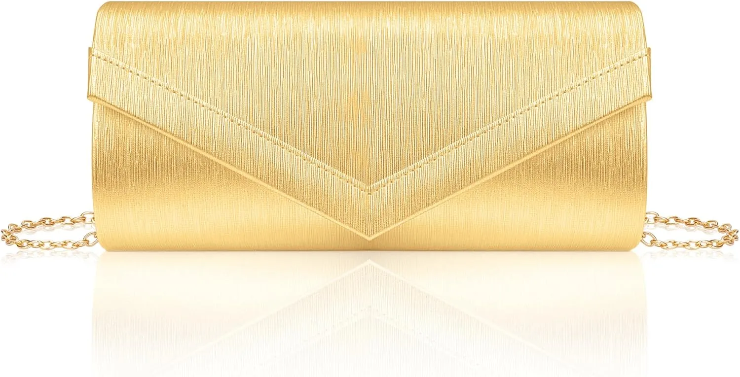 Larcenciel Women's Evening Handbags, Fashion Vegan Leather Envelope Clutch Purse &Chain for Date Night Wedding Cocktail Party