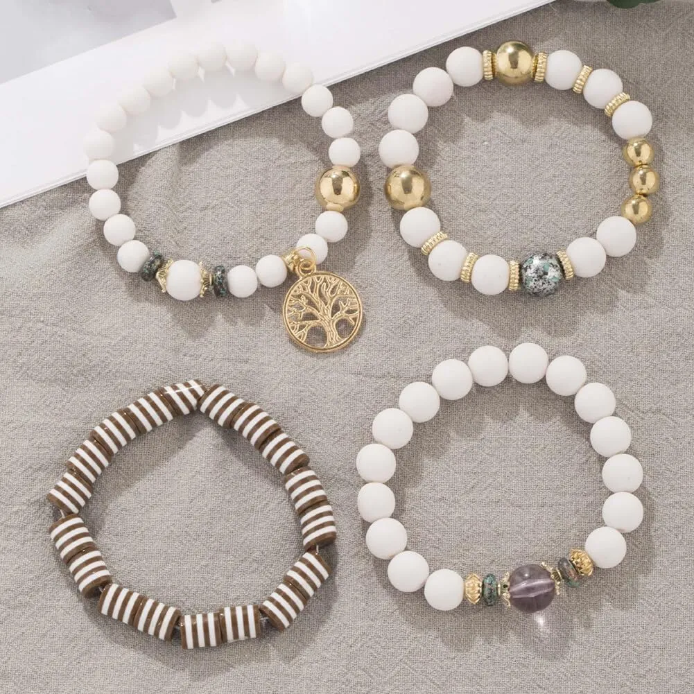 Layered Bracelets Bohemian Style Friendship Bracelets Bead Accent Women's Fashion Accessory