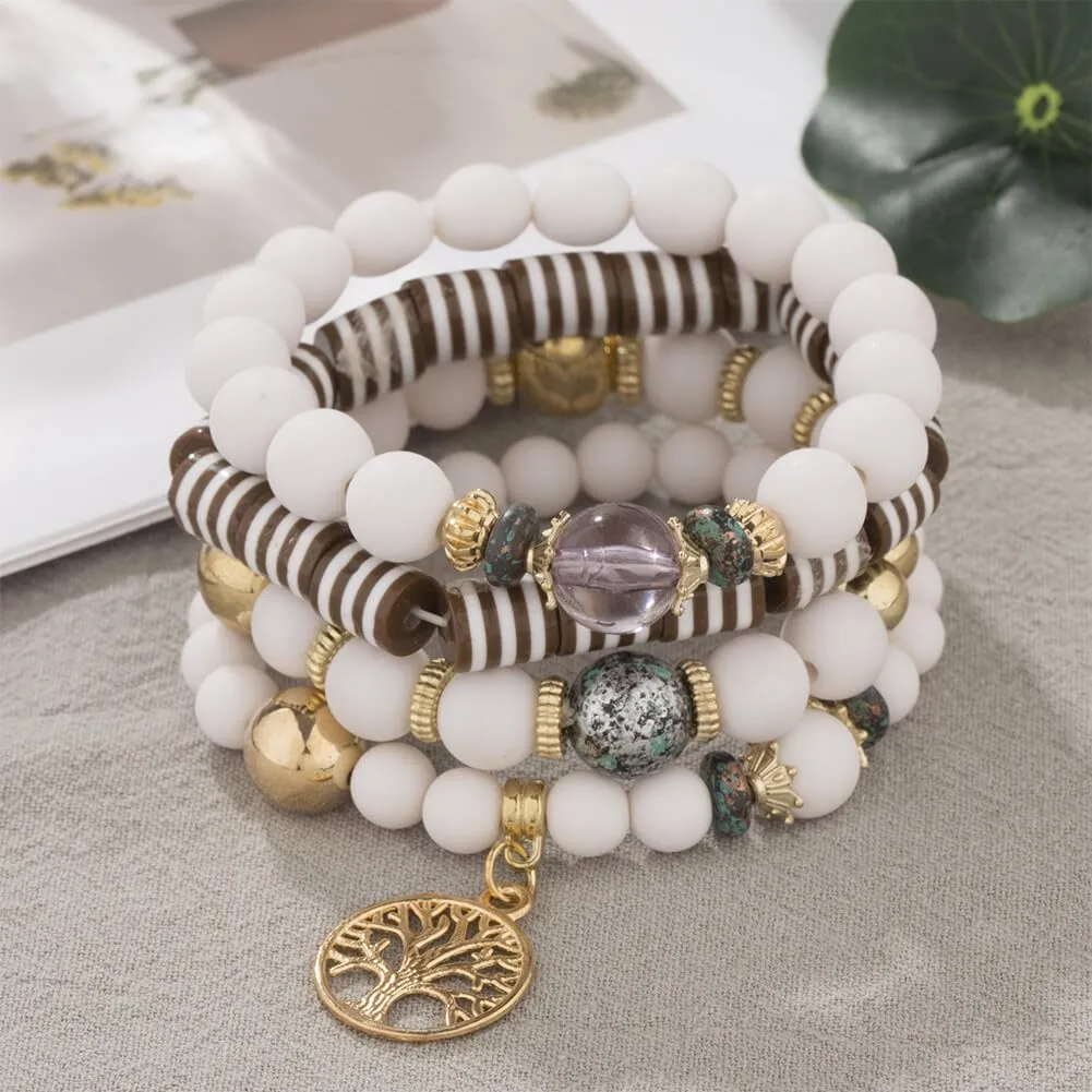 Layered Bracelets Bohemian Style Friendship Bracelets Bead Accent Women's Fashion Accessory