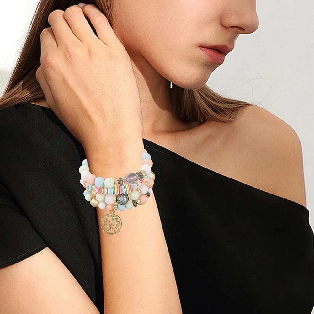 Layered Bracelets Bohemian Style Friendship Bracelets Bead Accent Women's Fashion Accessory