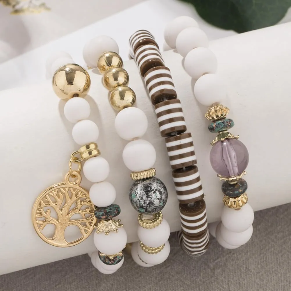 Layered Bracelets Bohemian Style Friendship Bracelets Bead Accent Women's Fashion Accessory
