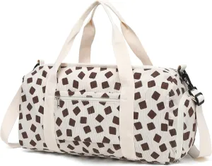 LEDAOU Duffle Bag Girls Kids Cute Dance Bag with Shoes Compartment Gym Bag with Wet Pocket Sports Overnight Travel Bag (Corduroy Beige)