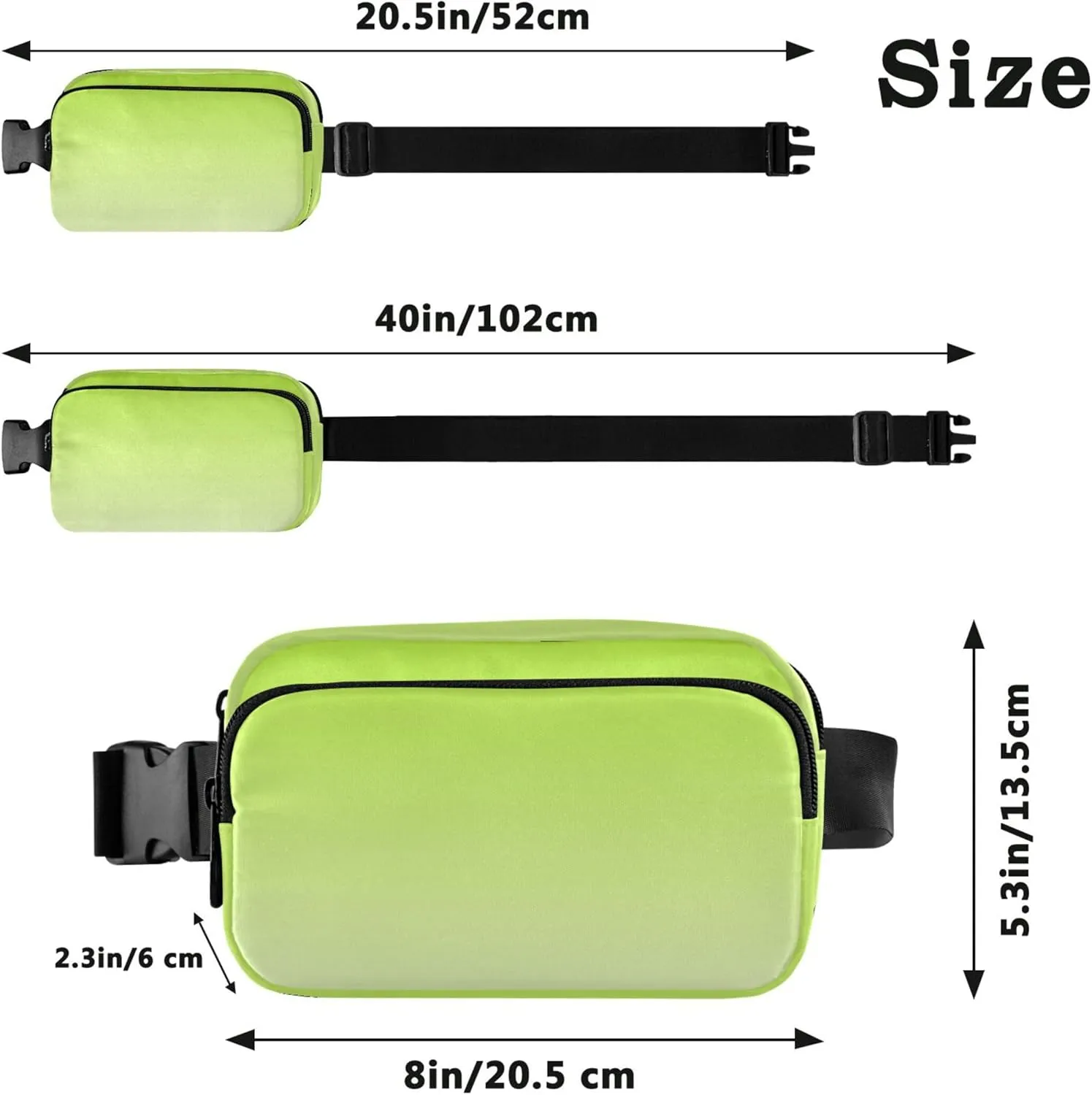Lemon Green Ivory Gradient Women Fanny Pack Everywhere Belt Bag Waterproof Hiking Waist Bag for Women