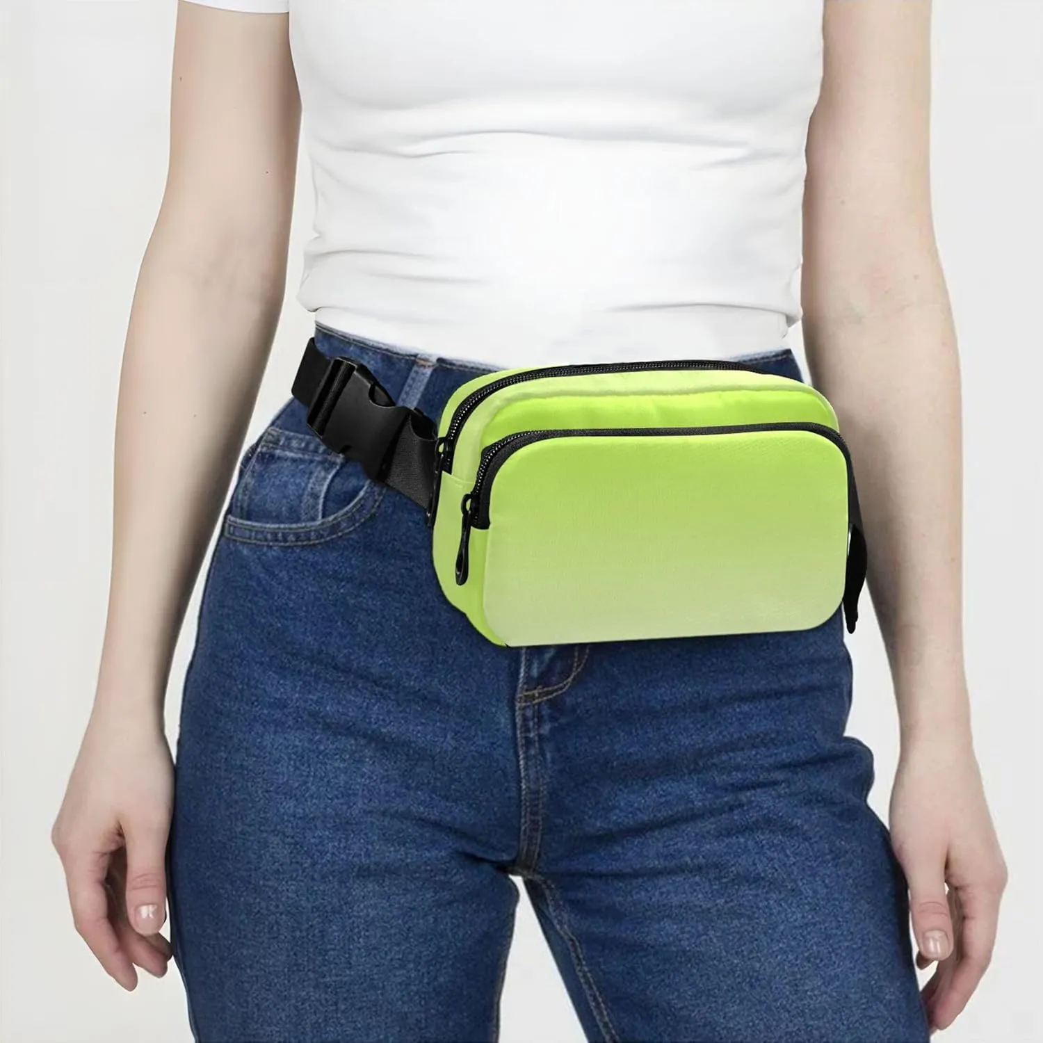 Lemon Green Ivory Gradient Women Fanny Pack Everywhere Belt Bag Waterproof Hiking Waist Bag for Women