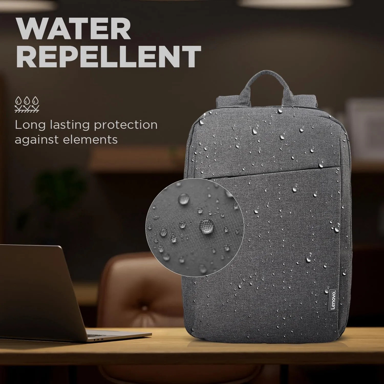 Lenovo Casual Laptop Backpack B210 - 15.6 inch - Padded Laptop/Tablet Compartment - Durable and Water-Repellent Fabric - Lightweight - Grey