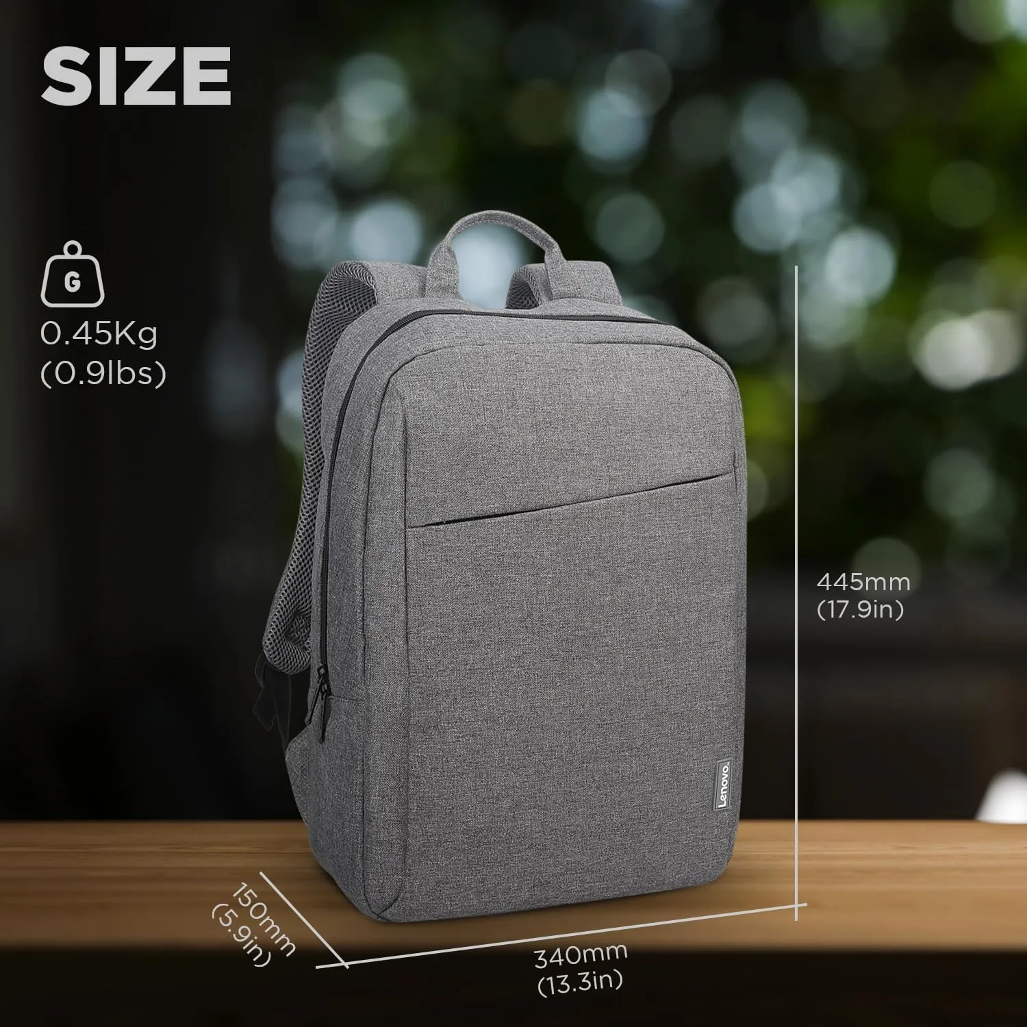 Lenovo Casual Laptop Backpack B210 - 15.6 inch - Padded Laptop/Tablet Compartment - Durable and Water-Repellent Fabric - Lightweight - Grey
