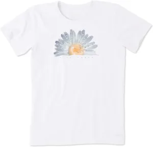 Life is Good Women's Crusher Graphic T-Shirt Watercolor Daisy Birds