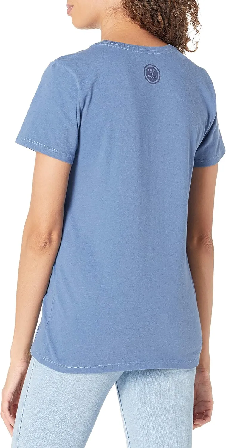 Life is Good Women's Crusher Tee, Short Sleeve Cotton Graphic T-Shirts, Crescent Moon Daisies