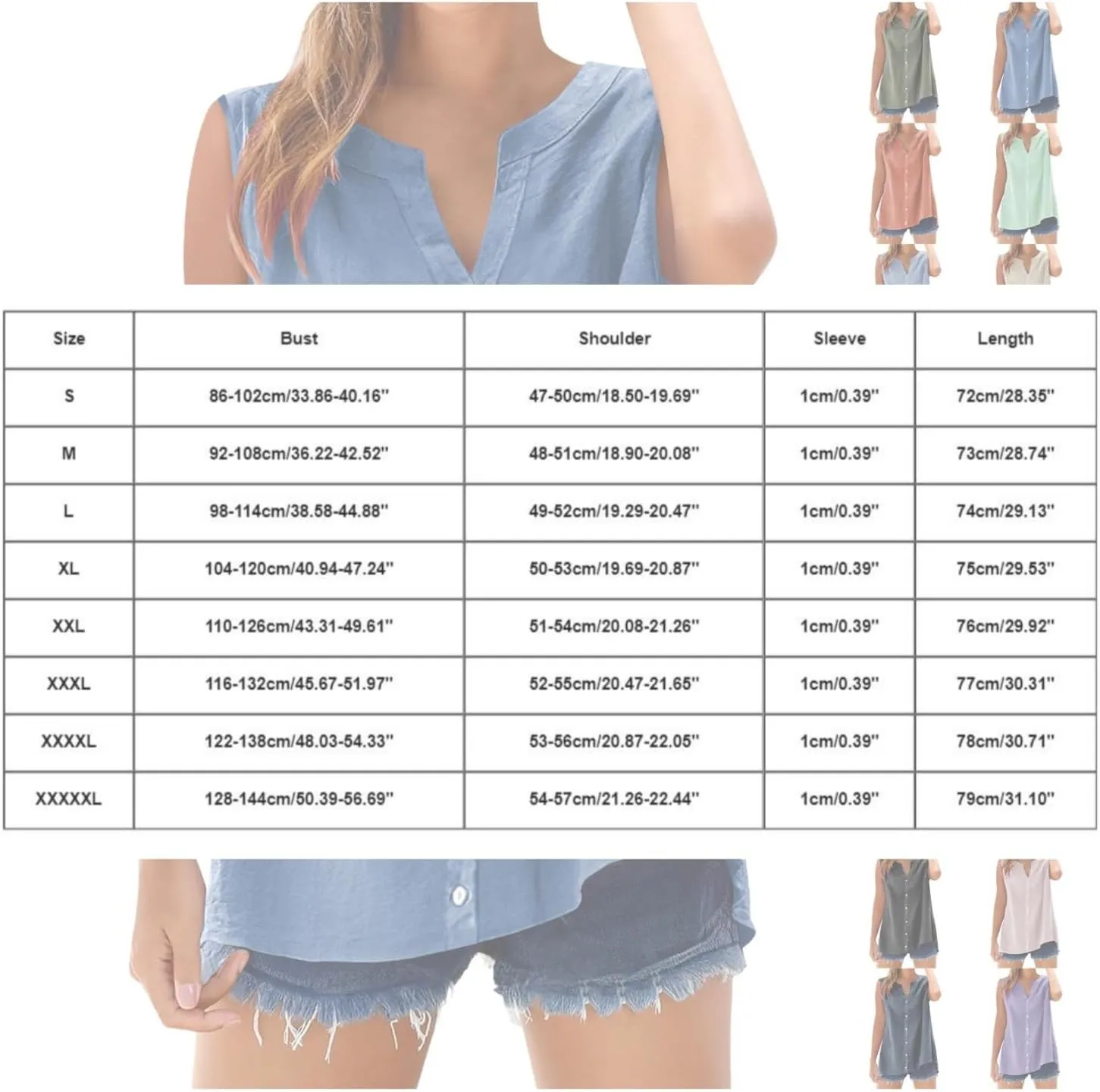 Linen Blend Tops for Women Button Down Sleeveless V Neck Plus Size Linen Shirts Summer Casual Trendy Work Blouses