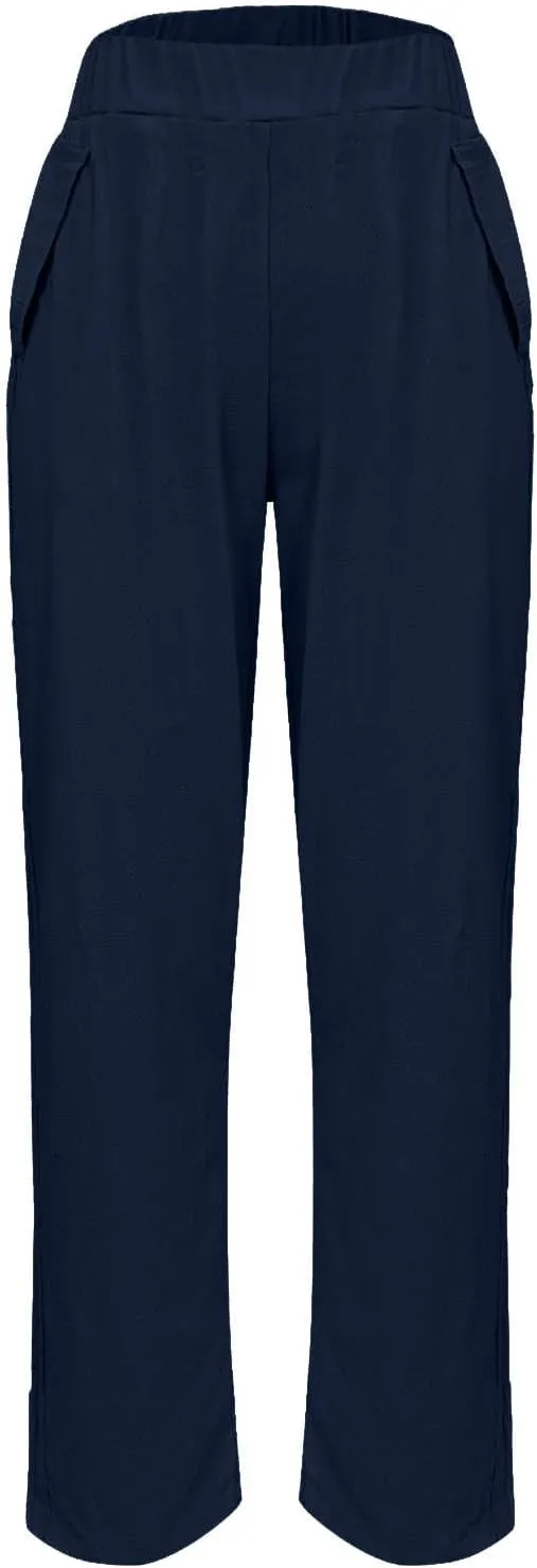 Linen Pants for Women High Waist Pants Plus Drawstring Elastic Waist Pants Trousers with Pockets Summer Casual Pants