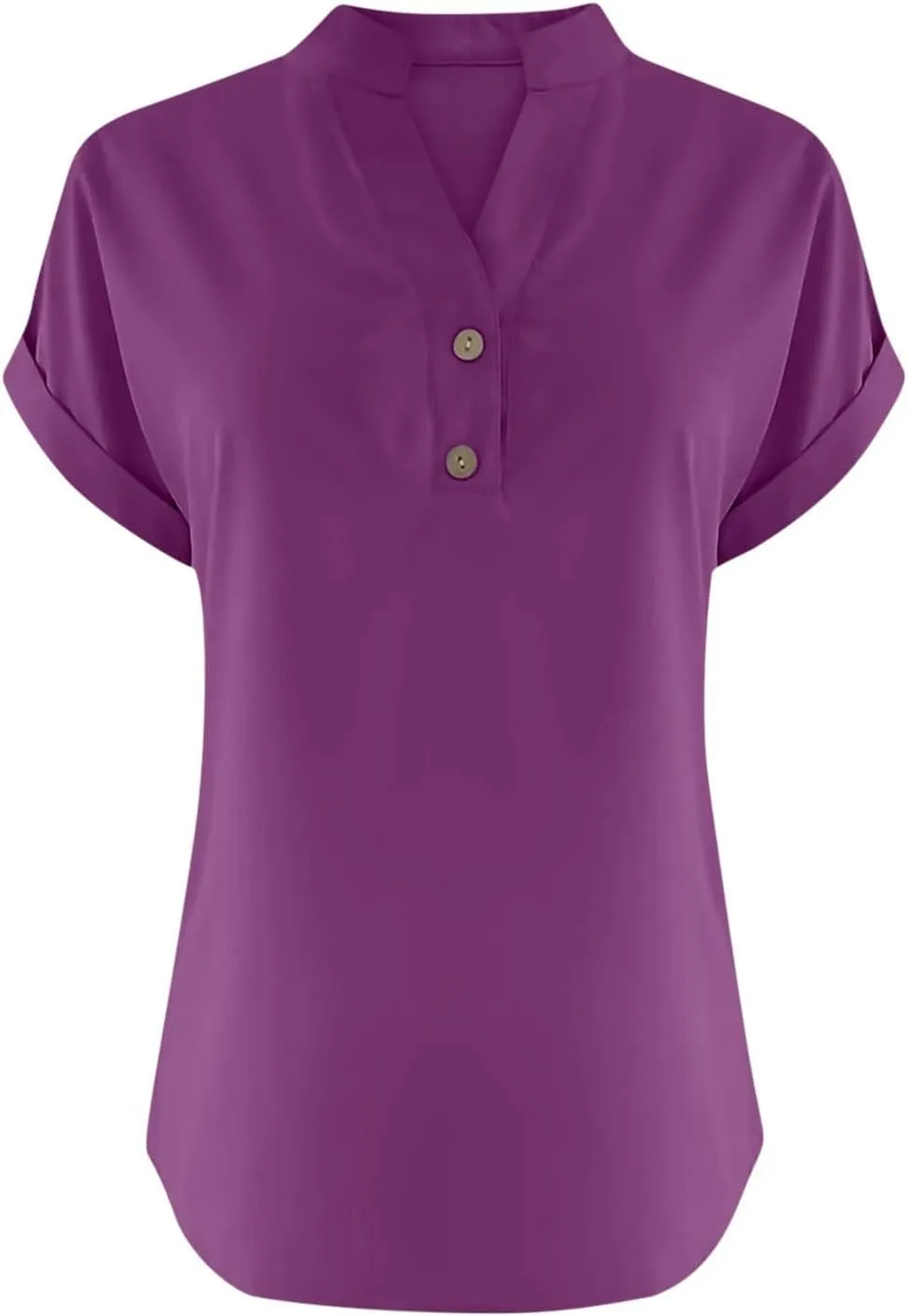 Linen Shirts for Women Cotton Button Up Shirt Short Sleeve Roll Up Loose Fit V-Neck Summer Casual Work Blouse Tops