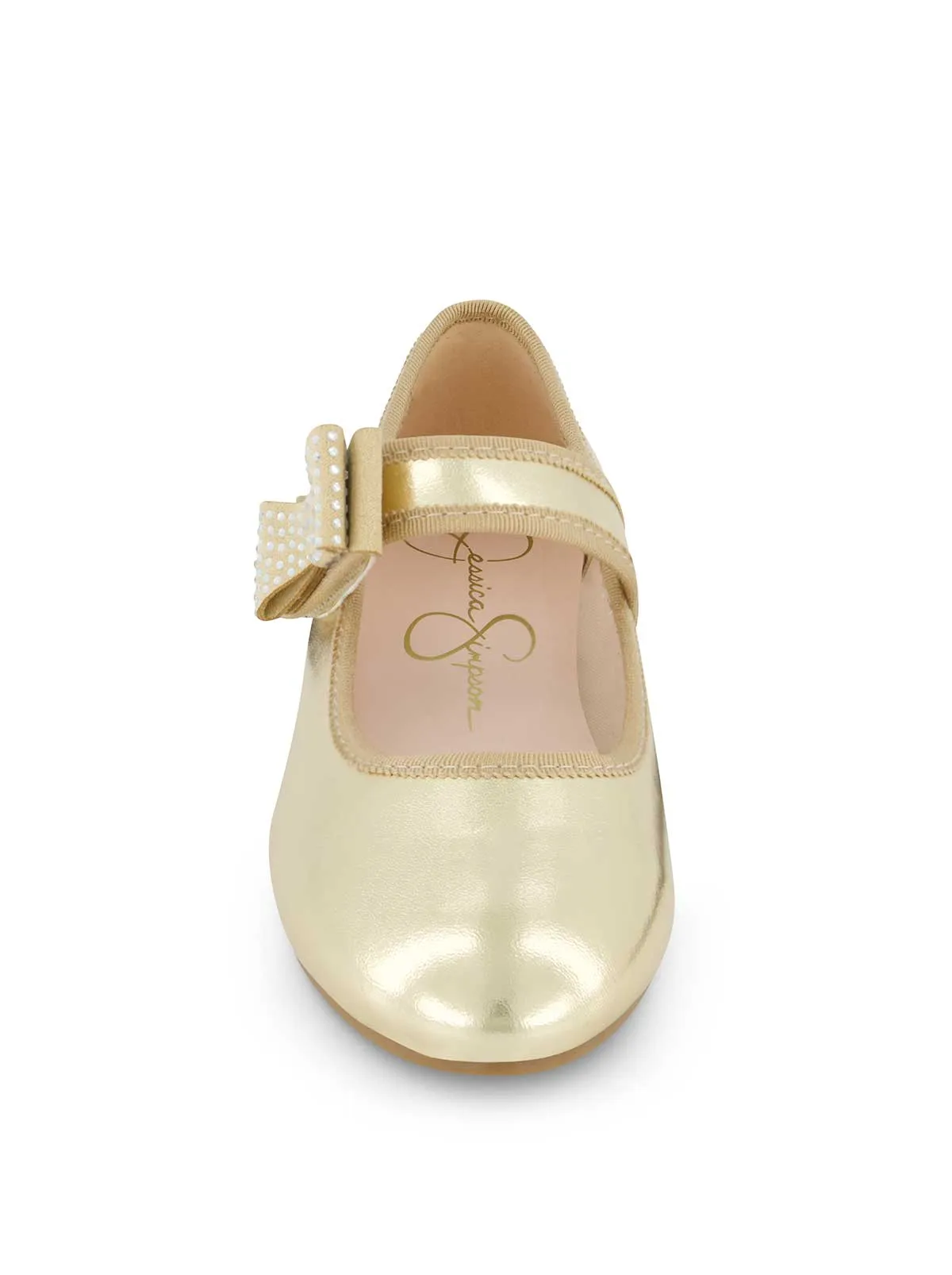 Little Girls' Amy Crystal Bow Ballet Flat in Gold