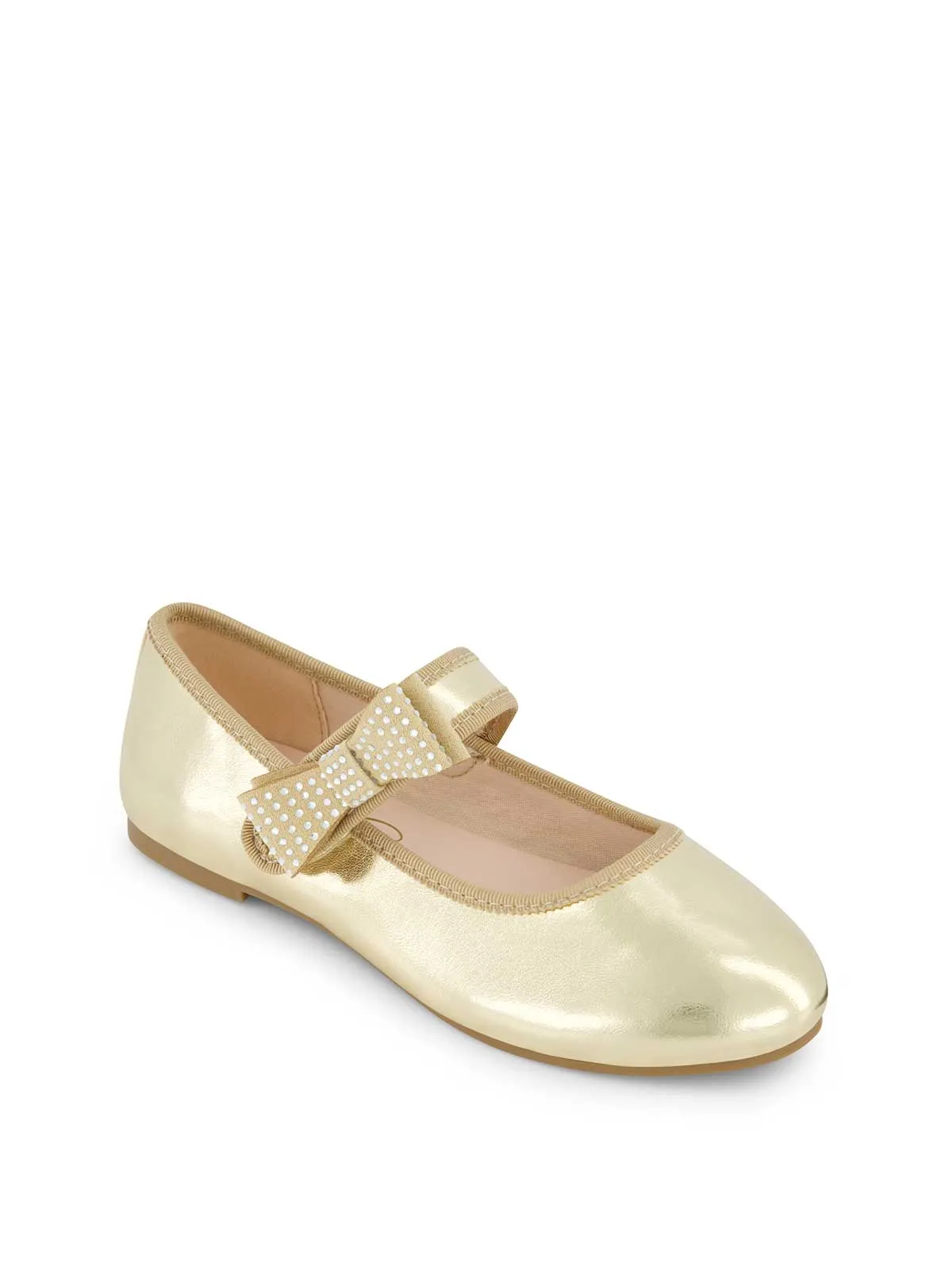 Little Girls' Amy Crystal Bow Ballet Flat in Gold