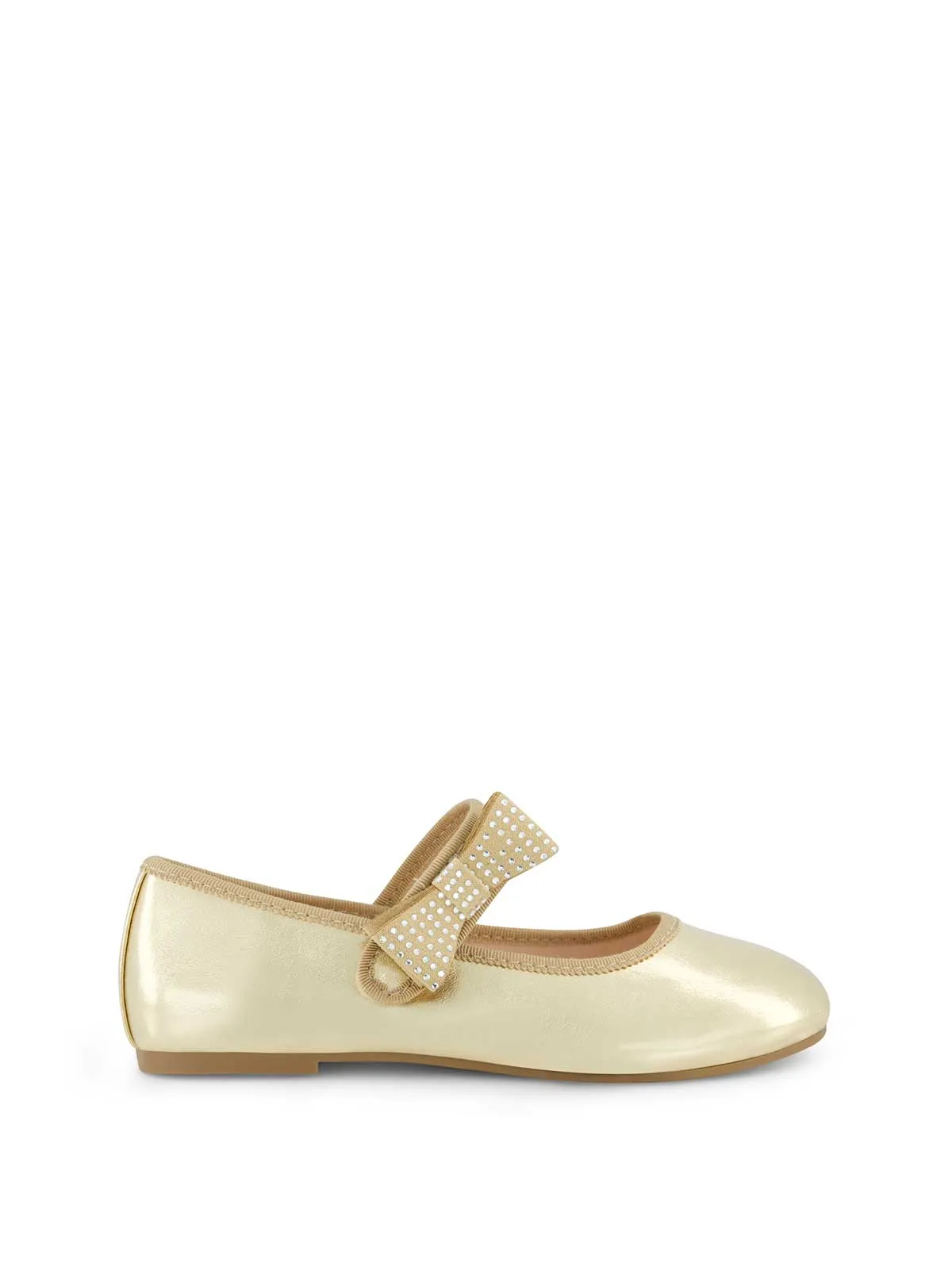 Little Girls' Amy Crystal Bow Ballet Flat in Gold