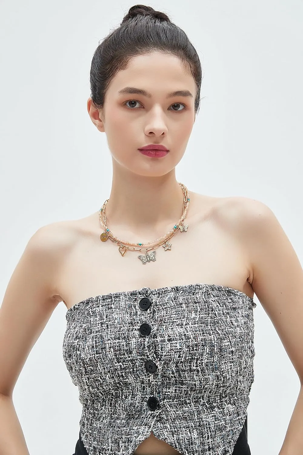 Long Necklace for Women Bohemian Necklaces Long Choker Necklace Handmade Black Leather Necklace Hippie Style Jewelry